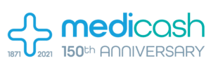 Medicash 150th anniversary logo landscape