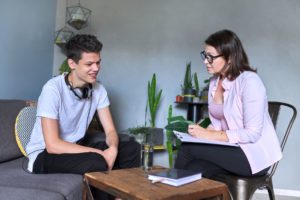 Teenager receiving counselling