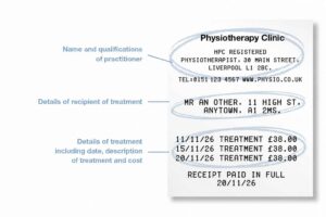 Example receipt showing details needed to submit a claim